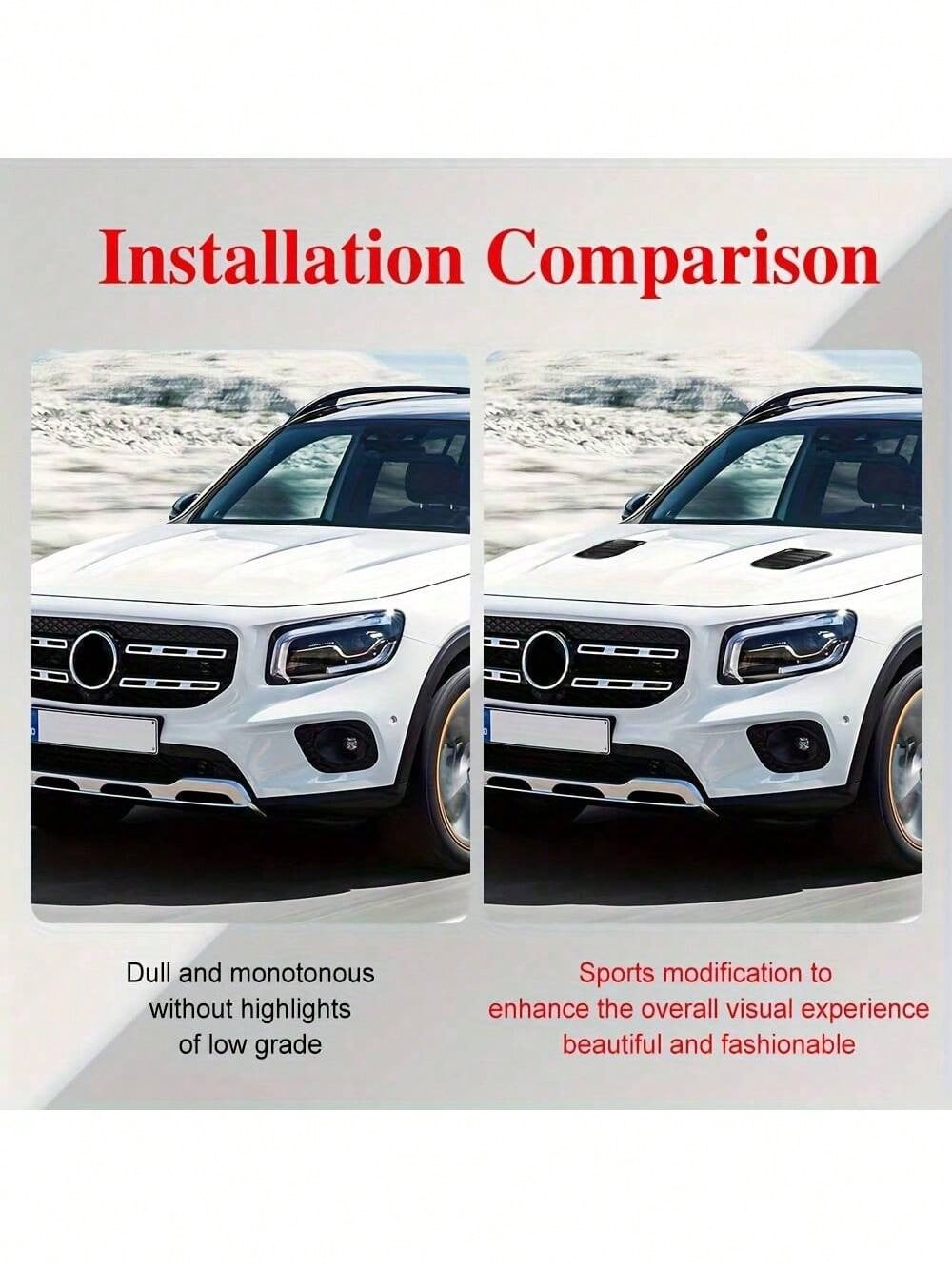 2pcs Universal New Car Windshield Fake Ventilation Cover Car Hood Decoration Sticker Car Exterior Decoration Ventilation Vent Modification Sticker
