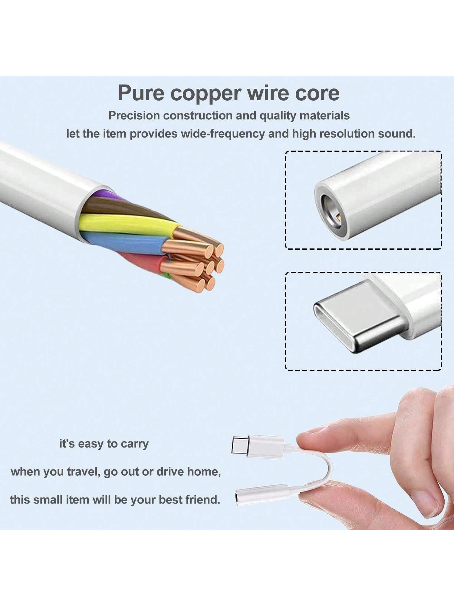 2pcs USB-C To 3.5mm Headphone Jack Adapter, Aux Audio Dongle Cable Compatible With IPhone 16 Pro Max/16 Pro/16 Plus/16/15, S25/S24/S23/S22/S21 Ultra Plus, Series