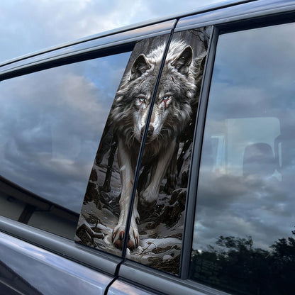 2pcs Wolf King Car Stickers, Red/Blue Light Background Wolf Anime Theme Creative Stickers, Suitable For Car Dashboard, Sun-Proof And Scratch-Resistant, Applicable To Glass, Metal, Plastic, Ceramic And