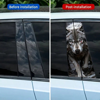 2pcs Wolf King Car Stickers, Red/Blue Light Background Wolf Anime Theme Creative Stickers, Suitable For Car Dashboard, Sun-Proof And Scratch-Resistant, Applicable To Glass, Metal, Plastic, Ceramic And