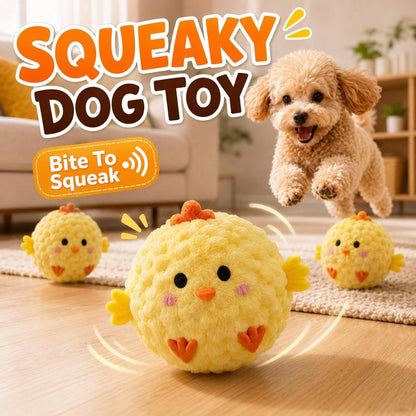 2pcs Yellow Chick Pet Interactive Bouncing Squeaky Toy Ball, Dog & Cat Boredom Relief Companion Toy, Sound-Attracting For Pets