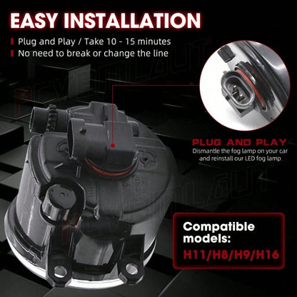 2X Front LED Fog Lights Lamp DRL For Corolla 2009 2010 2011 2012 2013