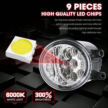 2X Front LED Fog Lights Lamp DRL For Corolla 2009 2010 2011 2012 2013