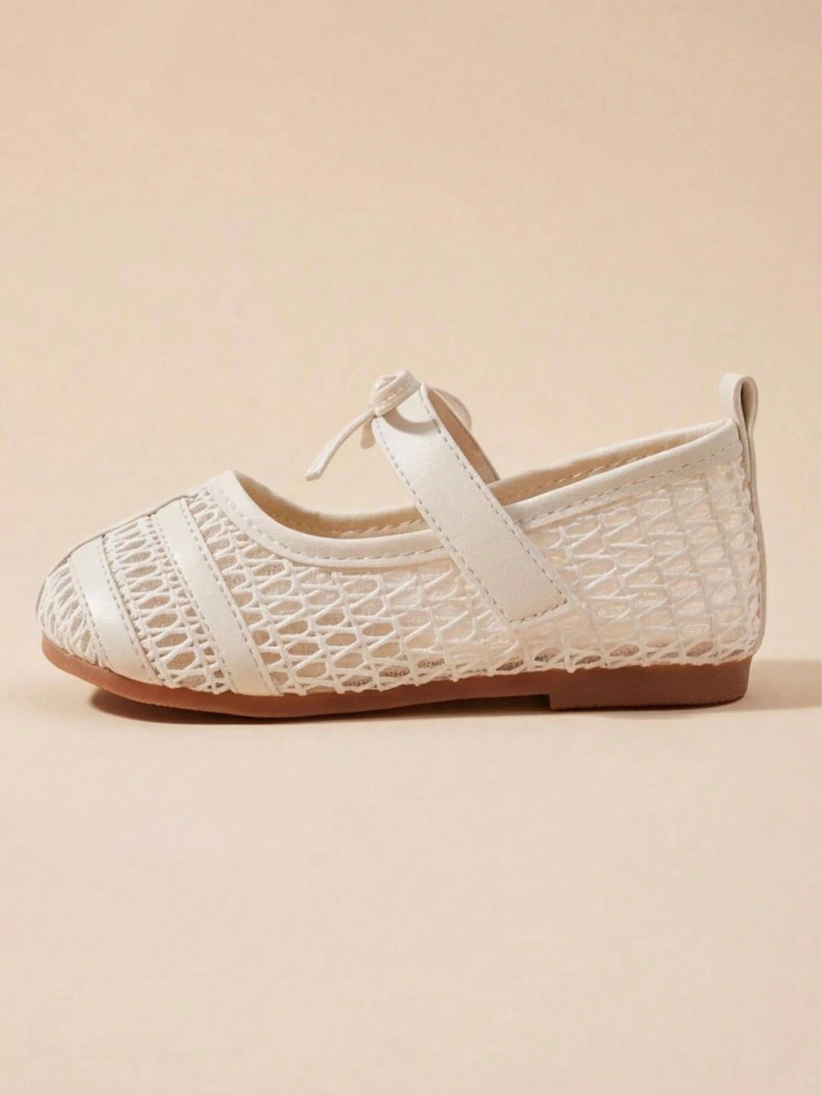 3-12 Years Old Girls Adjustable Strap Beige Mary Jane Sandals, Silver Buckle Mesh Double Strap, Minimalist Fashion For School And Party Wear, Back To School