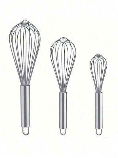 3/1pcs Stainless Steel Egg Beater Set- Manual Kitchen Mixer, Suitable For Beating, Whipping, Mixing- Enhanced Durability Bubble Egg Beater Set, Easy To Clean, Ergonomic Design- No Batteries Require