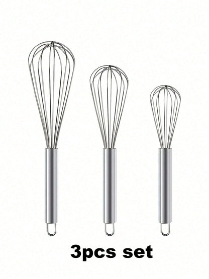 3/1pcs Stainless Steel Egg Beater Set- Manual Kitchen Mixer, Suitable For Beating, Whipping, Mixing- Enhanced Durability Bubble Egg Beater Set, Easy To Clean, Ergonomic Design- No Batteries Require