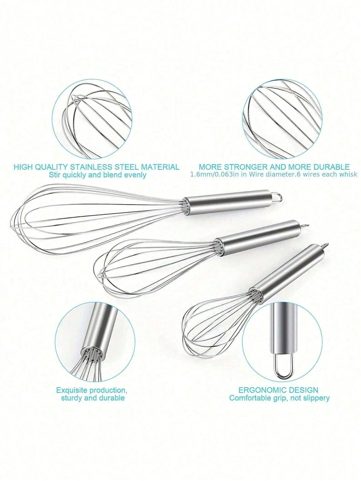 3/1pcs Stainless Steel Egg Beater Set- Manual Kitchen Mixer, Suitable For Beating, Whipping, Mixing- Enhanced Durability Bubble Egg Beater Set, Easy To Clean, Ergonomic Design- No Batteries Require