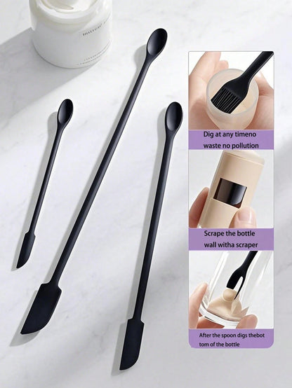 3/2/1-Pack Silicone Empty Bottle Spatula, Spoon, Shower Gel Spatula For Mixing Liquid, Cream Or Flawless Powder Cosmetics, Cosmetic Bottle And Jar Scraper Cosmetic Tools Mini Scraper Set,Remove Every