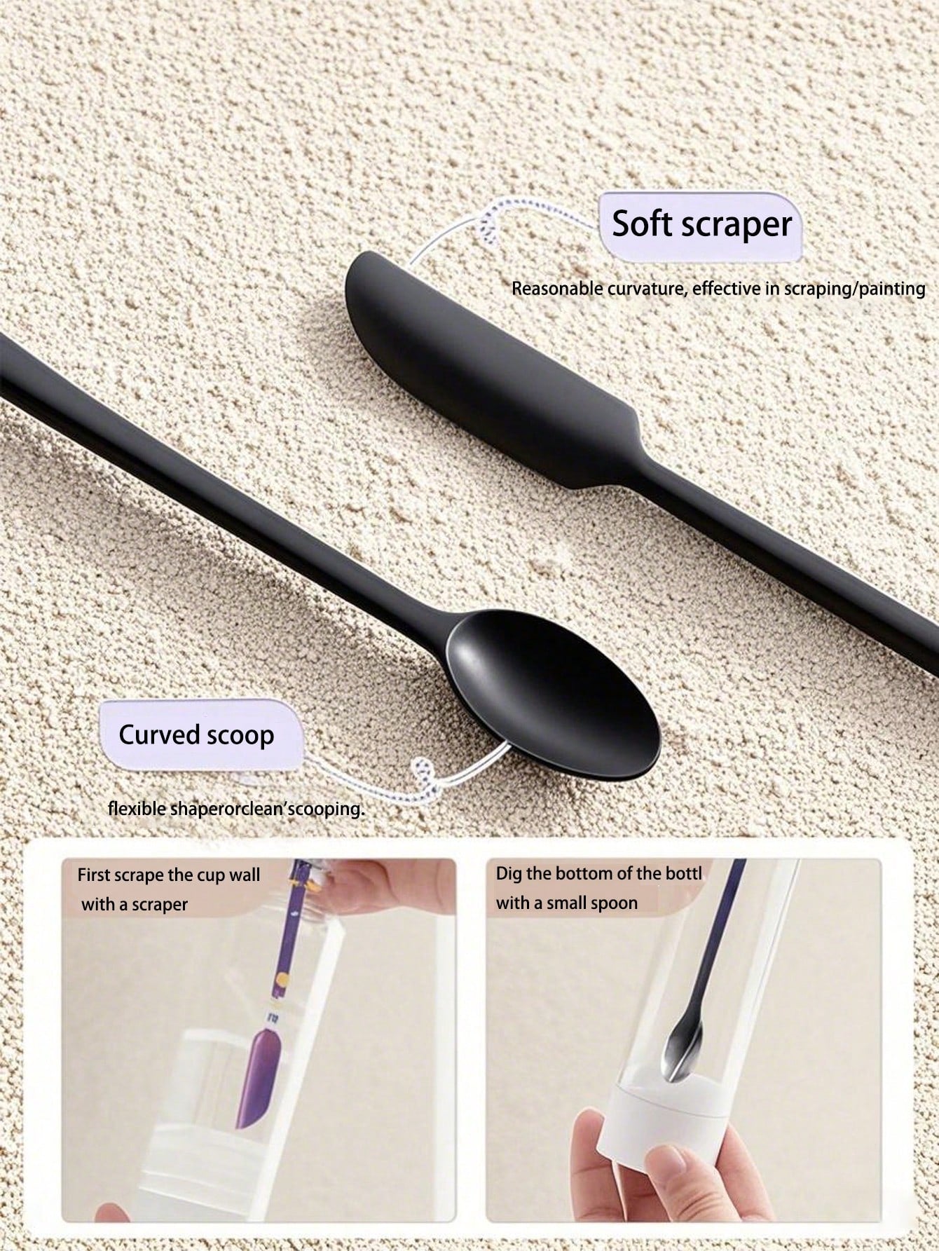 3/2/1-Pack Silicone Empty Bottle Spatula, Spoon, Shower Gel Spatula For Mixing Liquid, Cream Or Flawless Powder Cosmetics, Cosmetic Bottle And Jar Scraper Cosmetic Tools Mini Scraper Set,Remove Every