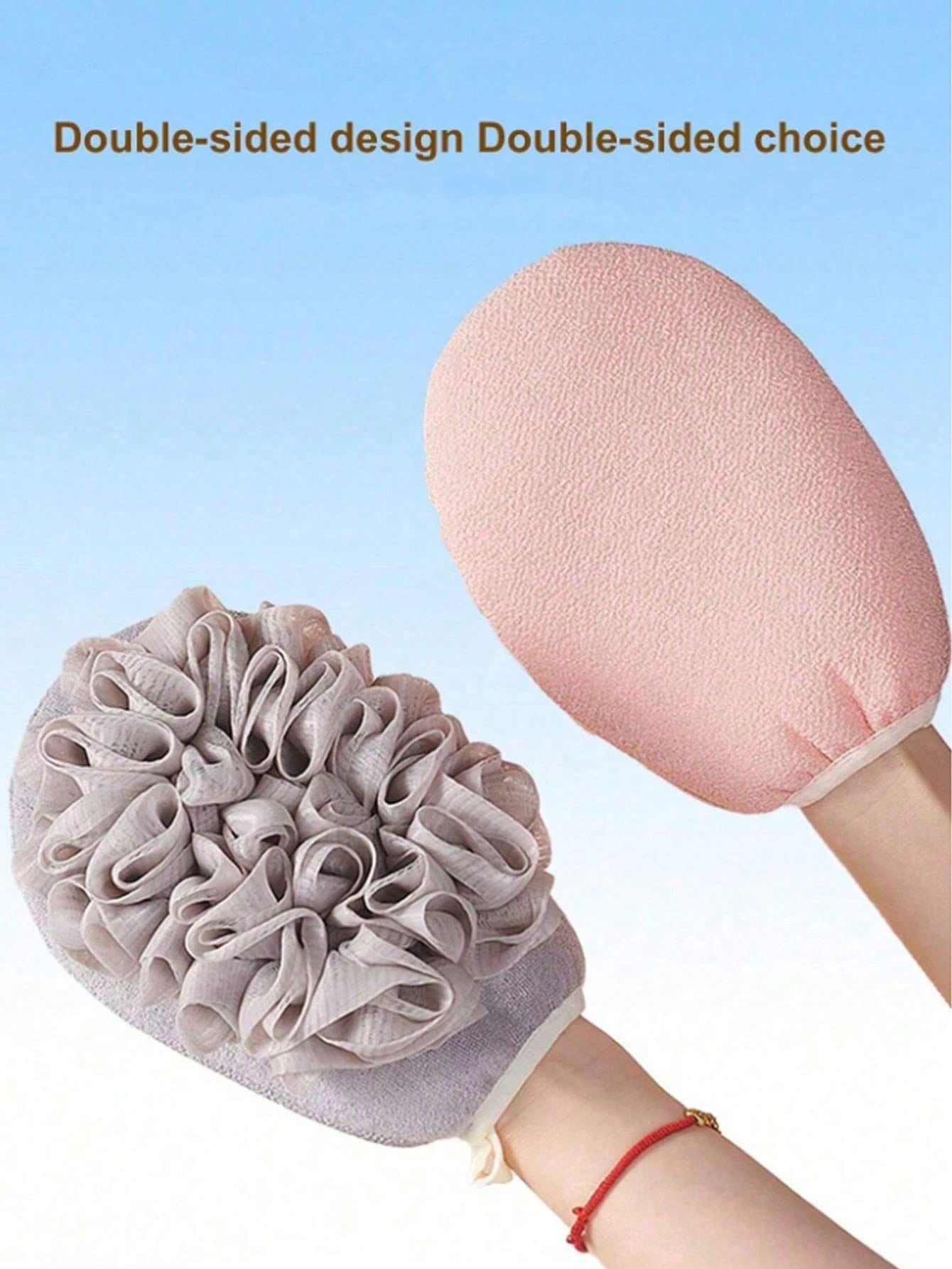 3/2/1pc Double-Sided 2-In-1 Bath Scrubbing Gloves, One Side Foaming Bath Sponge, One Side Exfoliating Scrubbing Cloth, Gentle On Skin For Home Bathing, Built-In Bath Sponge Scrubbing Gloves, Suitable
