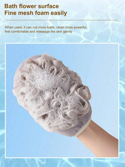 3/2/1pc Double-Sided 2-In-1 Bath Scrubbing Gloves, One Side Foaming Bath Sponge, One Side Exfoliating Scrubbing Cloth, Gentle On Skin For Home Bathing, Built-In Bath Sponge Scrubbing Gloves, Suitable