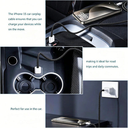 3.3/6.6/10ft Nylon Braided USB-C To Type-C Charging Cable, 60W~18W Fast Charging, Compatible With IPhone 17/16/15/Pro/Pro Max,/Android Phones, Suitable For Indoor/Outdoor/Travel And Car
