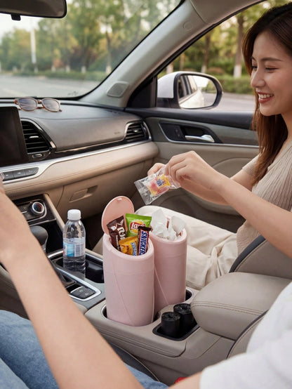 3/4/5/6 PCS Leakproof Mini Car Trash Can With Lid, Cup Holder Design Vehicle Garbage Bin. Comes With Assorted Garbage Bag Rolls, Multipurpose Storage For Car, Home & Office