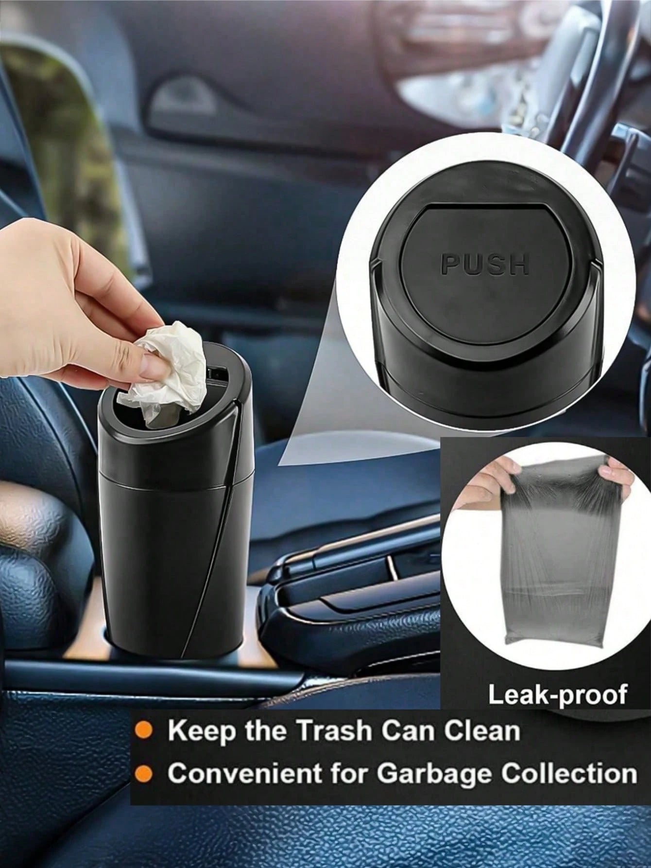 3/4/5/6 PCS Leakproof Mini Car Trash Can With Lid, Cup Holder Design Vehicle Garbage Bin. Comes With Assorted Garbage Bag Rolls, Multipurpose Storage For Car, Home & Office