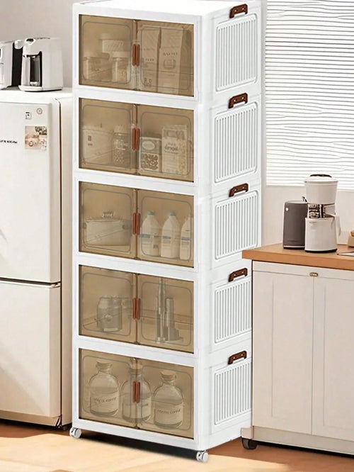 3/5layer Storage Box Stacked Folding Storage Cabinet- Aesthetic Room Decor, Home Decor, Kitchen Accessories, Bathroom Decor, Bedroom Decor- For Shoes, Clothing & More- Suitable For Organizing & Max