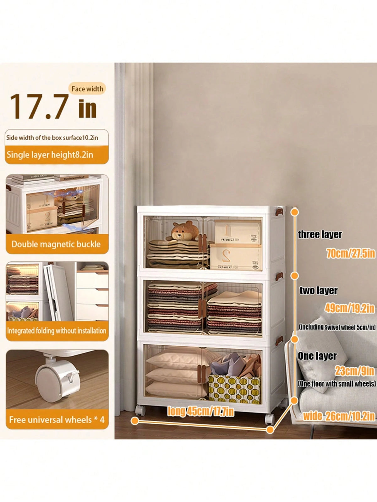 3/5layer Storage Box Stacked Folding Storage Cabinet- Aesthetic Room Decor, Home Decor, Kitchen Accessories, Bathroom Decor, Bedroom Decor- For Shoes, Clothing & More- Suitable For Organizing & Max
