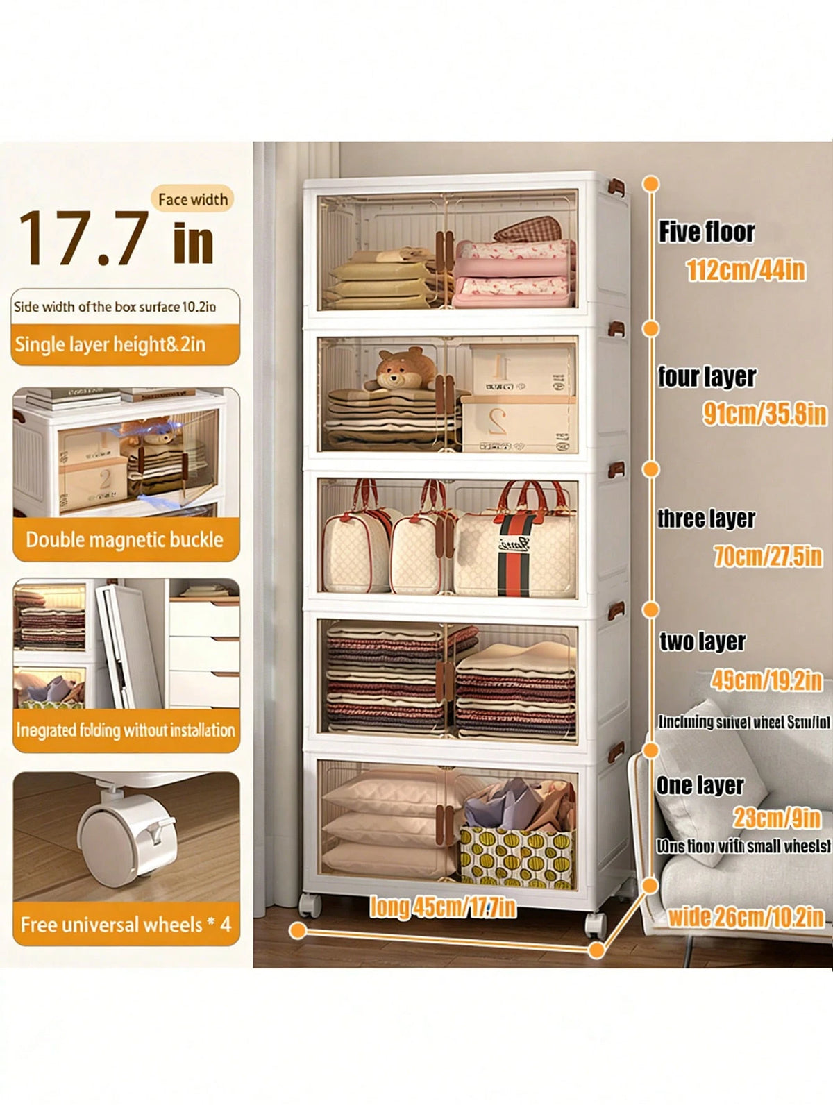 3/5layer Storage Box Stacked Folding Storage Cabinet- Aesthetic Room Decor, Home Decor, Kitchen Accessories, Bathroom Decor, Bedroom Decor- For Shoes, Clothing & More- Suitable For Organizing & Max