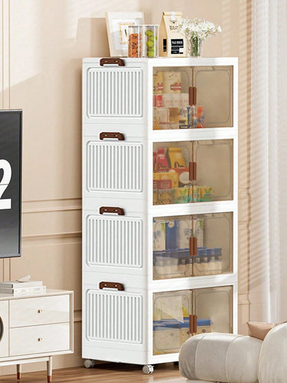 3/5layer Storage Box Stacked Folding Storage Cabinet- Aesthetic Room Decor, Home Decor, Kitchen Accessories, Bathroom Decor, Bedroom Decor- For Shoes, Clothing & More- Suitable For Organizing & Max
