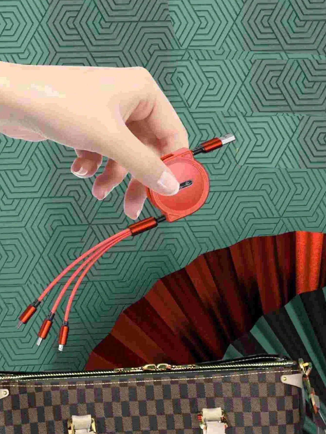 3-In-1 1M Fast Charging Cable, Retractable 1/2/3 Lines, TPE Charging Data Cable, Compatible With Vivo/OPPO And Other Mainstream Brands, Integrated IOS/Android/Type-C Interfaces