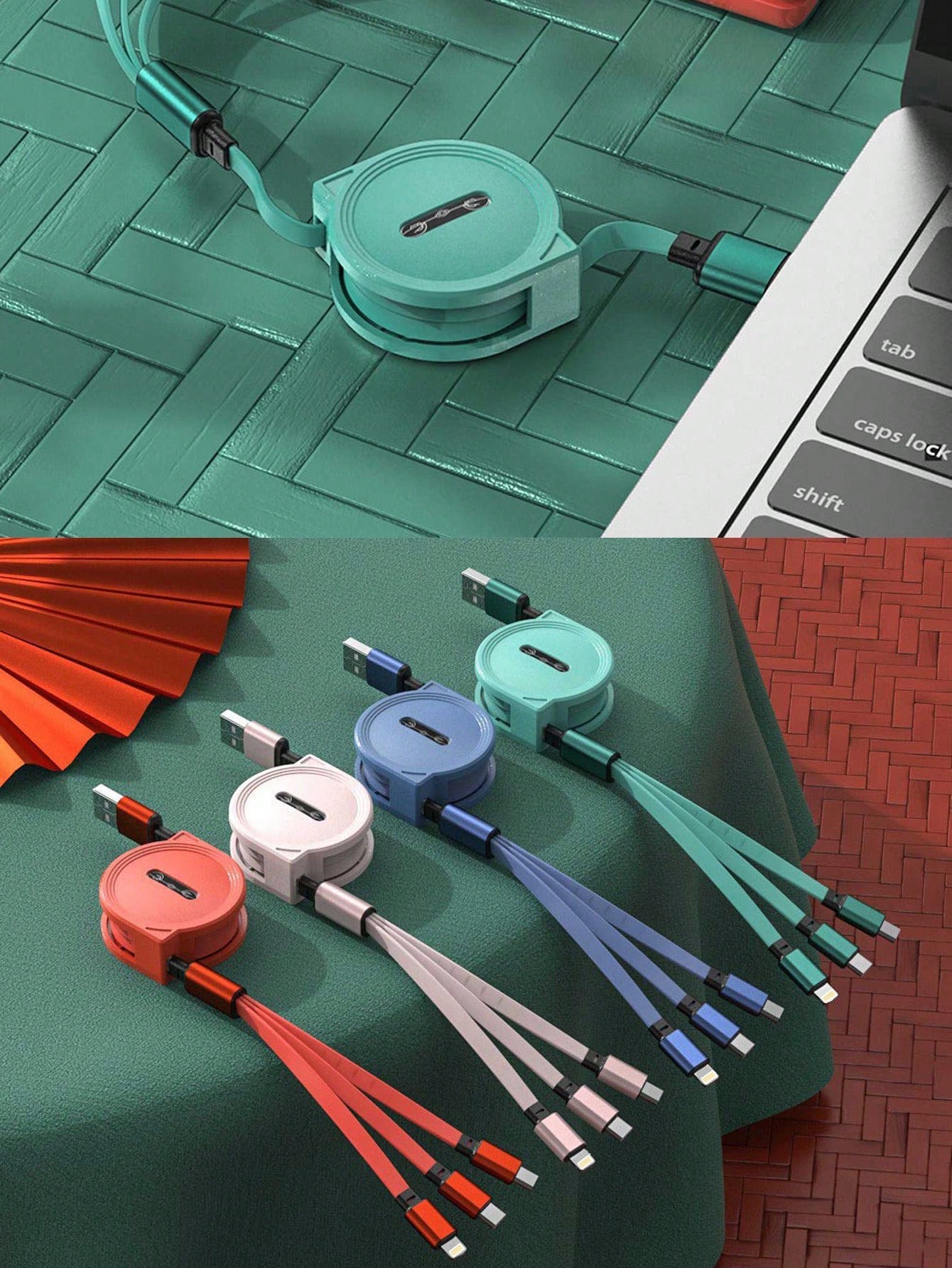 3-In-1 1M Fast Charging Cable, Retractable 1/2/3 Lines, TPE Charging Data Cable, Compatible With Vivo/OPPO And Other Mainstream Brands, Integrated IOS/Android/Type-C Interfaces