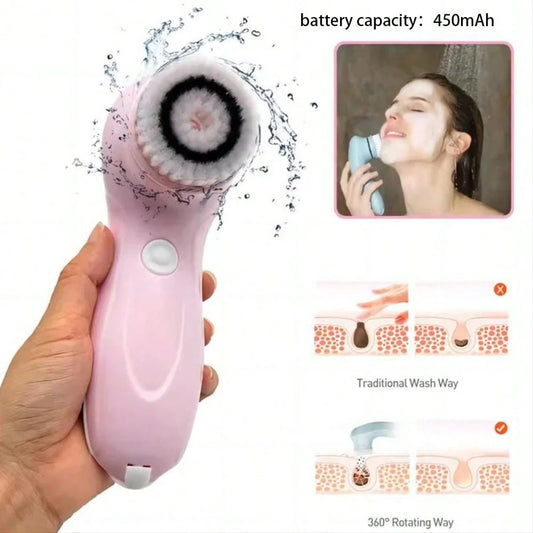3 In 1 Electric Facial Cleanser Multi-Functional Rotating Massage Face Brush Blackheads Pore Cleansing Face Washer 450mAh