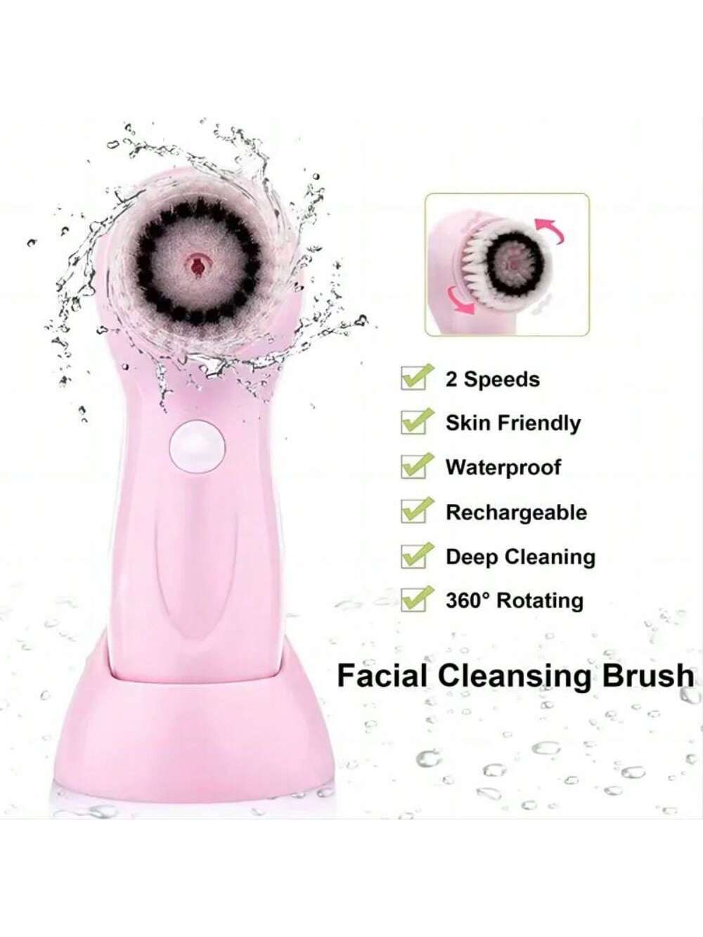 3 In 1 Electric Facial Cleanser Multi-Functional Rotating Massage Face Brush Blackheads Pore Cleansing Face Washer 450mAh