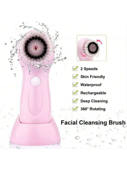 3 In 1 Electric Facial Cleanser Multi-Functional Rotating Massage Face Brush Blackheads Pore Cleansing Face Washer 450mAh