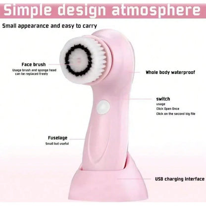 3 In 1 Electric Facial Cleanser Multi-Functional Rotating Massage Face Brush Blackheads Pore Cleansing Face Washer 450mAh