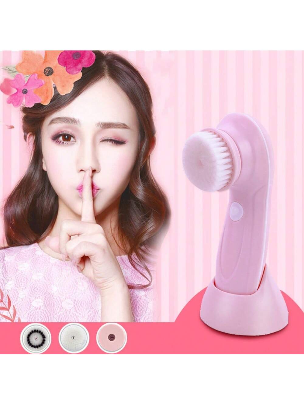 3 In 1 Electric Facial Cleanser Multi-Functional Rotating Massage Face Brush Blackheads Pore Cleansing Face Washer 450mAh
