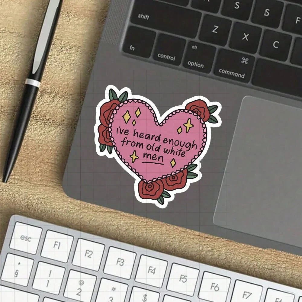 3-Inch "I've Heard Enough Of White Men Sticker- Bold And Political Vinyl Sticker For Laptops, Notebooks, Water Bottles, Study Desks, Office Spaces, And Corners| Great For Feminists, Activists, Stude