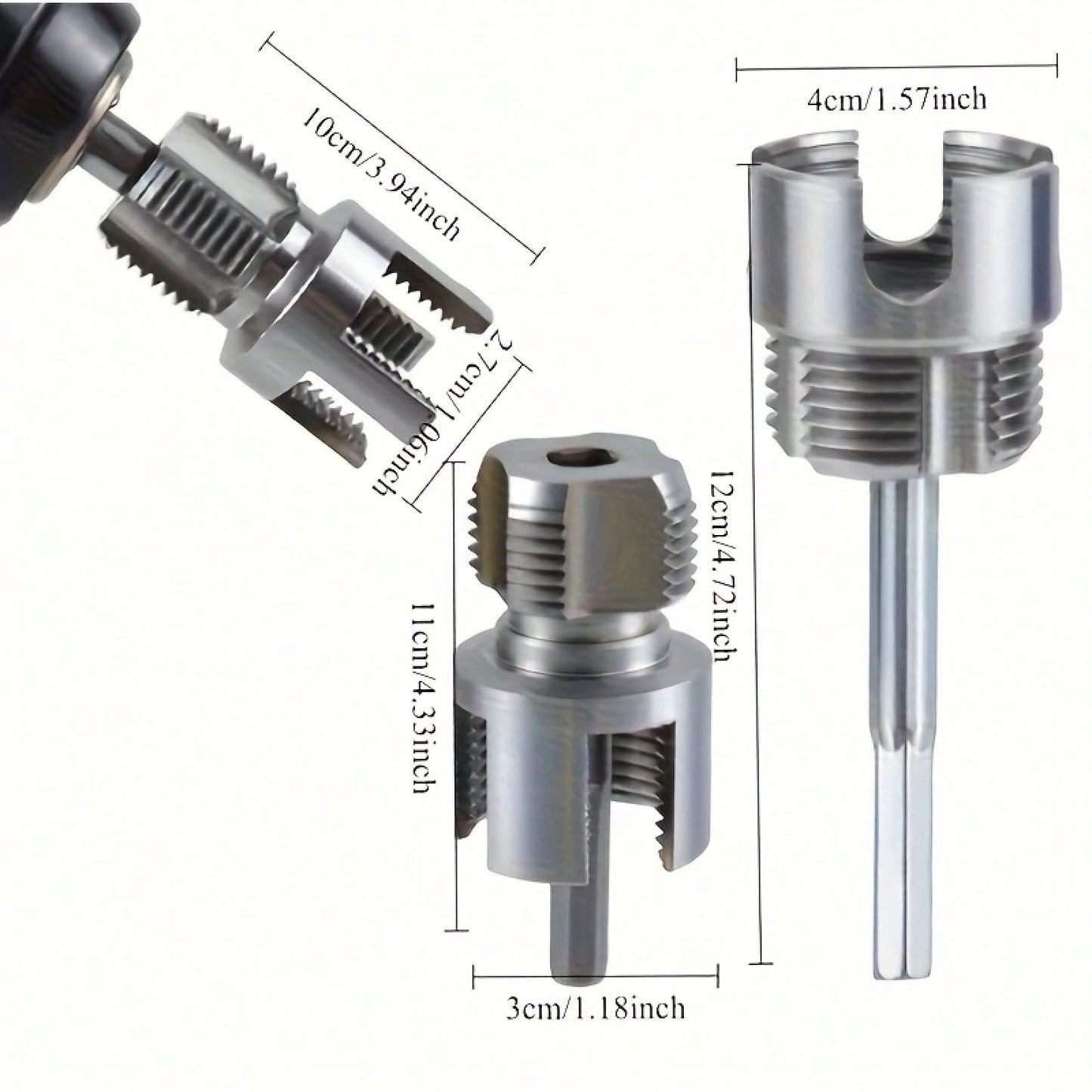 3-Pack Heavy-Duty Pipe Threading Tool Set – 1/2", 3/4", 1" NPT Die & Tap Kit, Drill-Compatible PVC/Plastic Pipe Thread Cutter For DIY & Pro Plumbing (Fits Standard Drills)