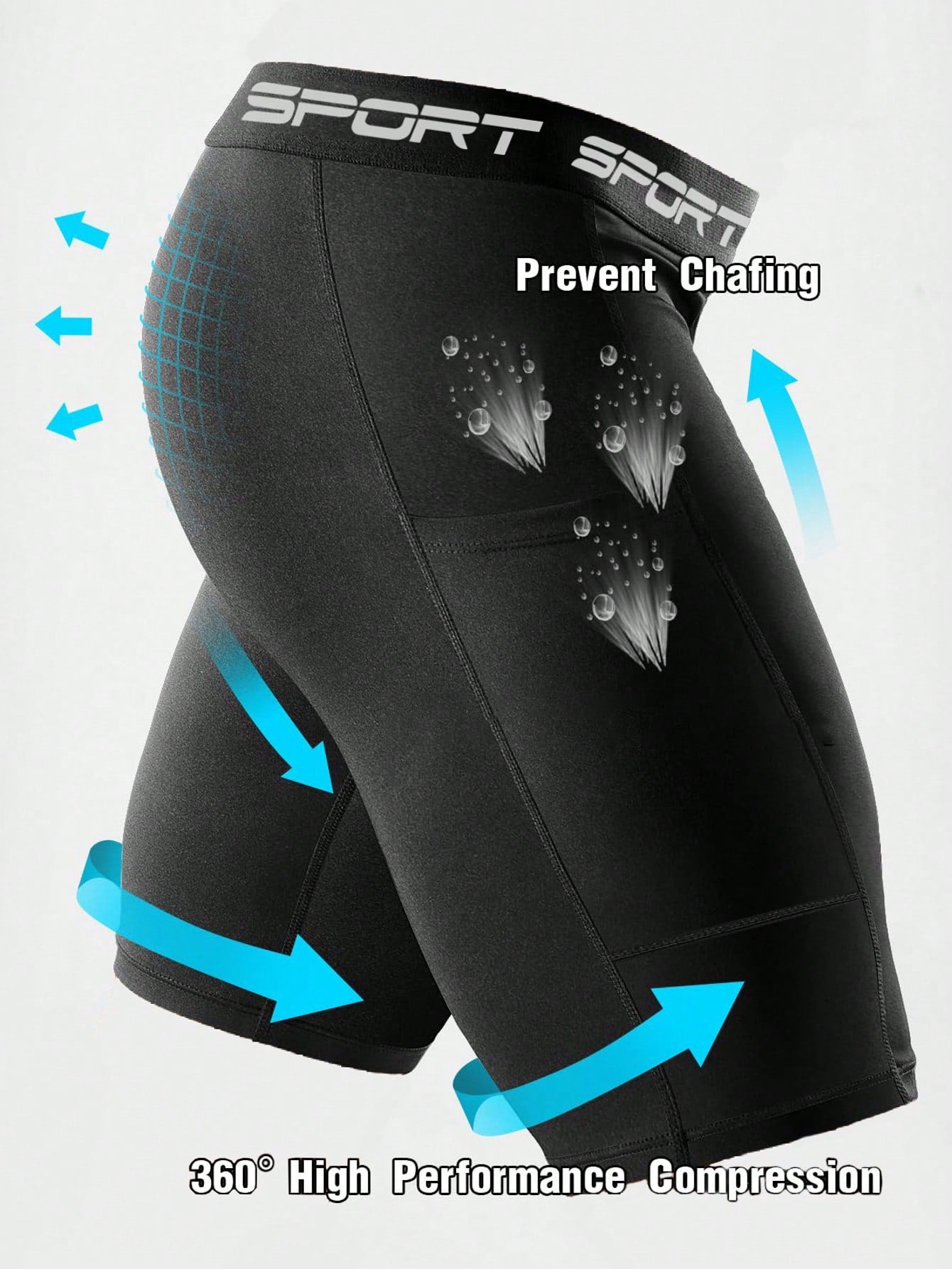 3 Packs Men'S High Elasticity Compression Shorts, Quick-Dry Polyester Running Fitness Pocket Shorts With Side Pockets, Breathable Knit Fabric, Solid Color, For Sports & Training
