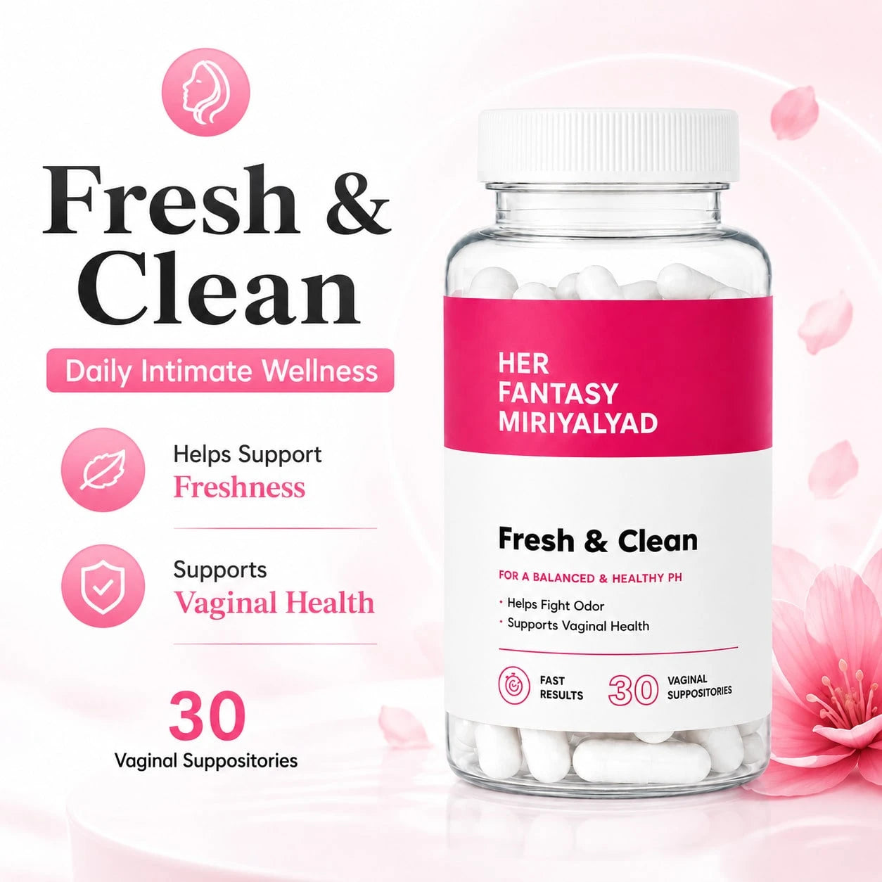3 PCS Her Box- Boric Acid PH Balancing Vaginal Suppository (60 Count, For Women, Free Shipping, Dietary Supplement