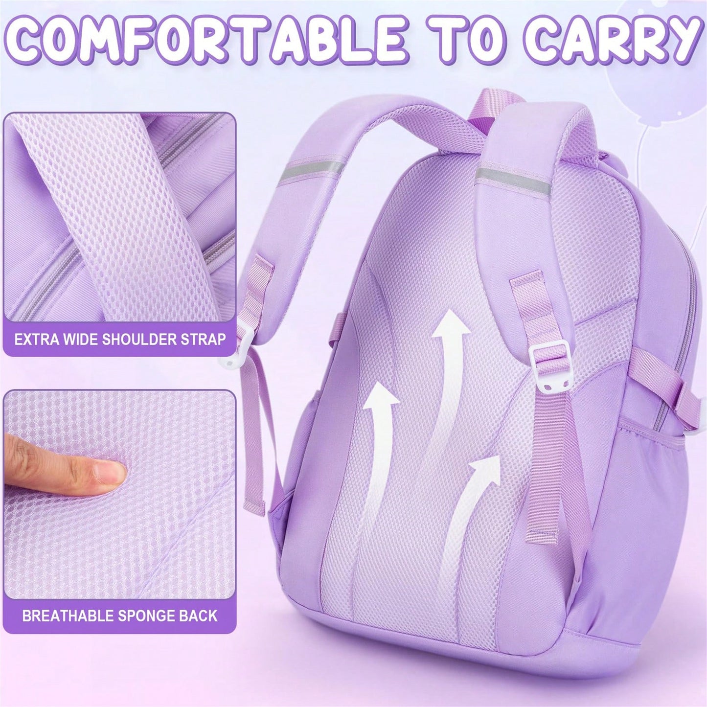 3 PCS School Backpacks For Teens- Cute Backpack With Lunch Box & Pencil Pouch, Lightweight Multi-Pocket Campus Shoulder Bag For Travel, (Pink & Black)