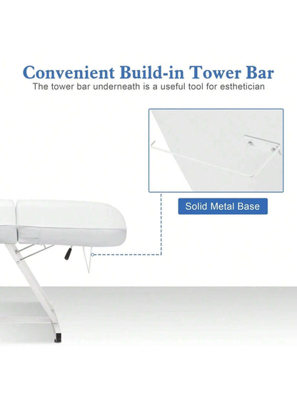 3-Section Spa Massage Table With Hydraulic Stool, 73-Inch Adjustable Tattoo Chair Esthetician Lash Bed With Removable Headrest, Salon Chair Facial Bed For Beauty Barber Massage Equipment Lash Bed, Mas