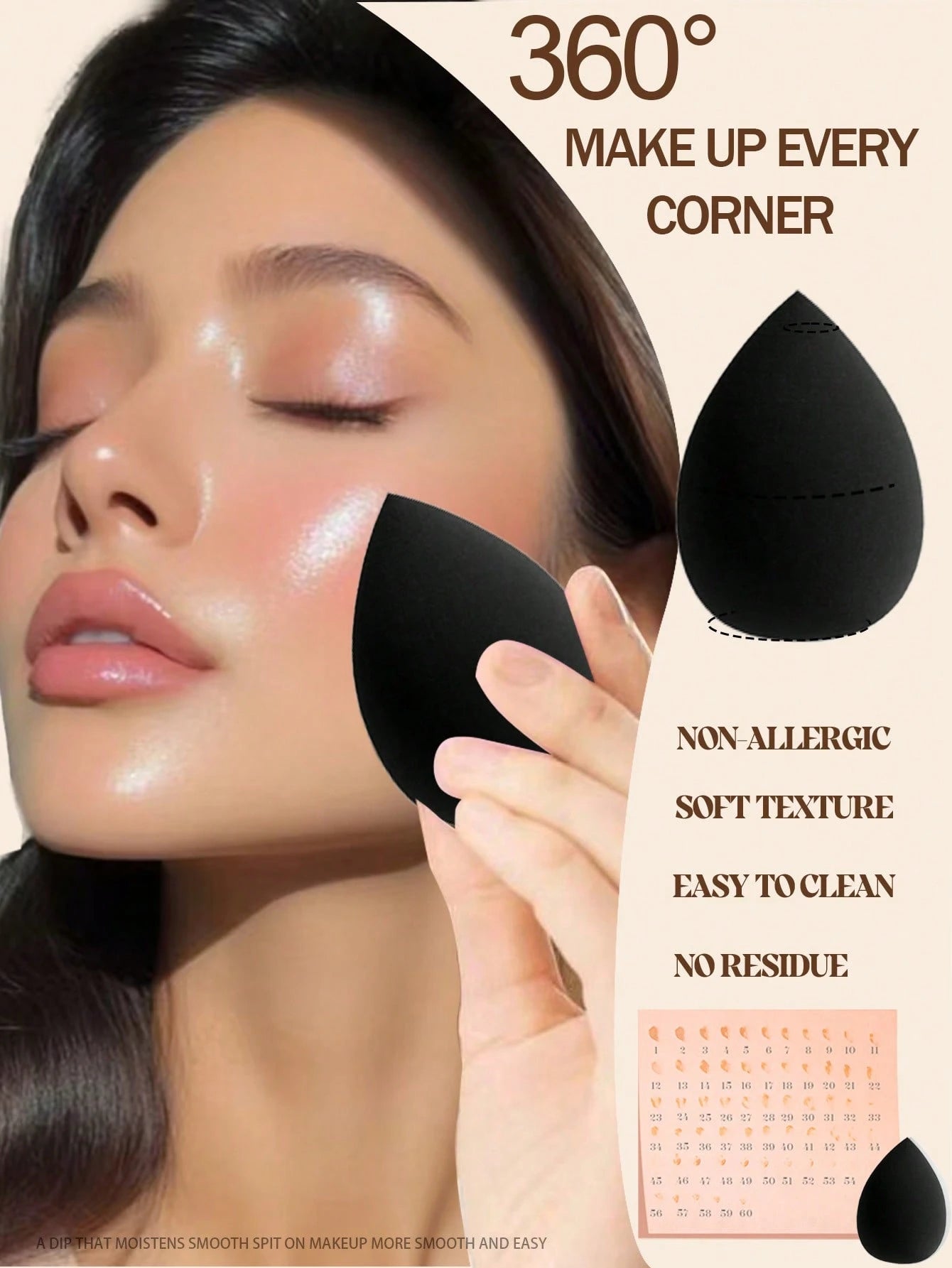 30/20/15/10/8//6/5/3/2pcs Multi-Functional Black Makeup Sponges, Liquid/Cream/Powder Seamless Smooth Makeup Sponges, Teardrop Shaped Makeup Sponges, Dry And Wet Use Makeup Tools, Multi-Functional Make