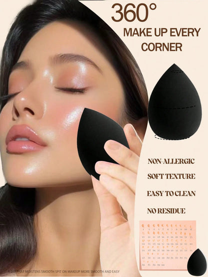 30/20/15/10/8//6/5/3/2pcs Multi-Functional Black Makeup Sponges, Liquid/Cream/Powder Seamless Smooth Makeup Sponges, Teardrop Shaped Makeup Sponges, Dry And Wet Use Makeup Tools, Multi-Functional Make