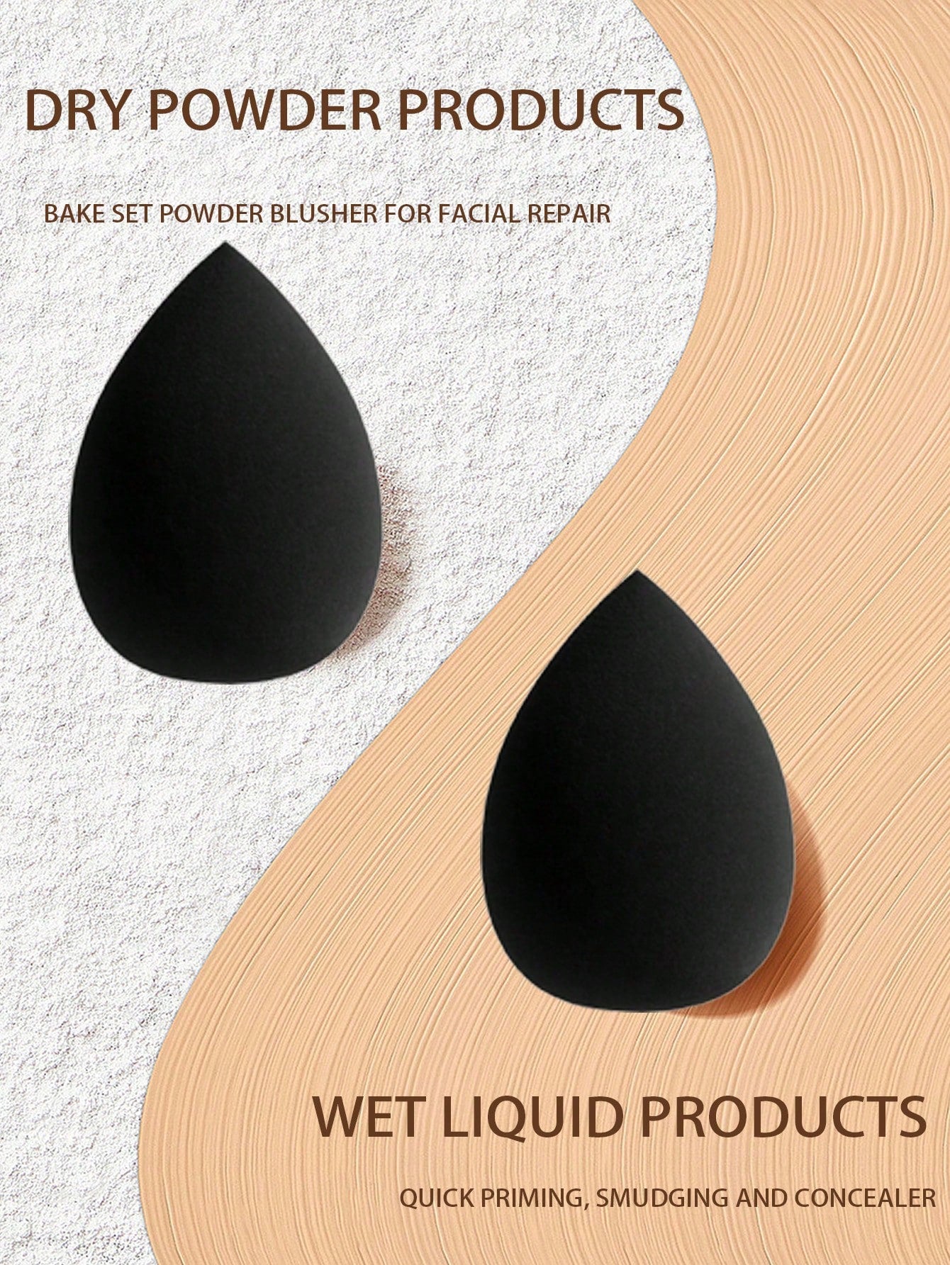 30/20/15/10/8//6/5/3/2pcs Multi-Functional Black Makeup Sponges, Liquid/Cream/Powder Seamless Smooth Makeup Sponges, Teardrop Shaped Makeup Sponges, Dry And Wet Use Makeup Tools, Multi-Functional Make