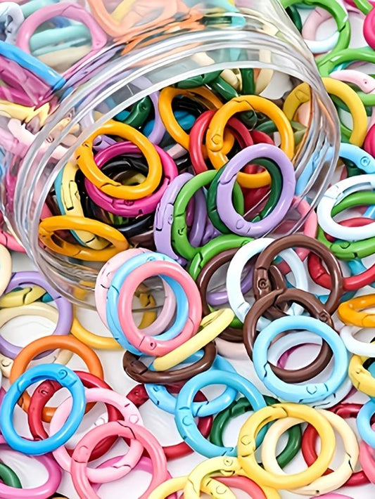 30/50pcs Random Color Zinc Alloy Spring O-Rings- Durable Metal Quick Release Buckles For DIY Keychains, Straps, Dog Leashes| Easy Open/Close, Secure Fastening, Smooth Surface, Strap Fittings, Vibran