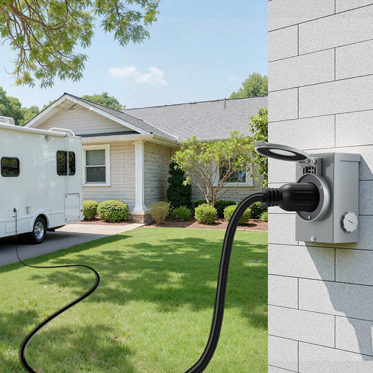 30 Amp Generator Cord And Power Inlet Box, 10 FT, 125/250V NEMA L14-30P To L14-30R Heavy Duty Extension Power Cord, SJTW 10 Gauge 7500W, Pre-Drilled Inlet Box, For Generator To House, ETL Listed