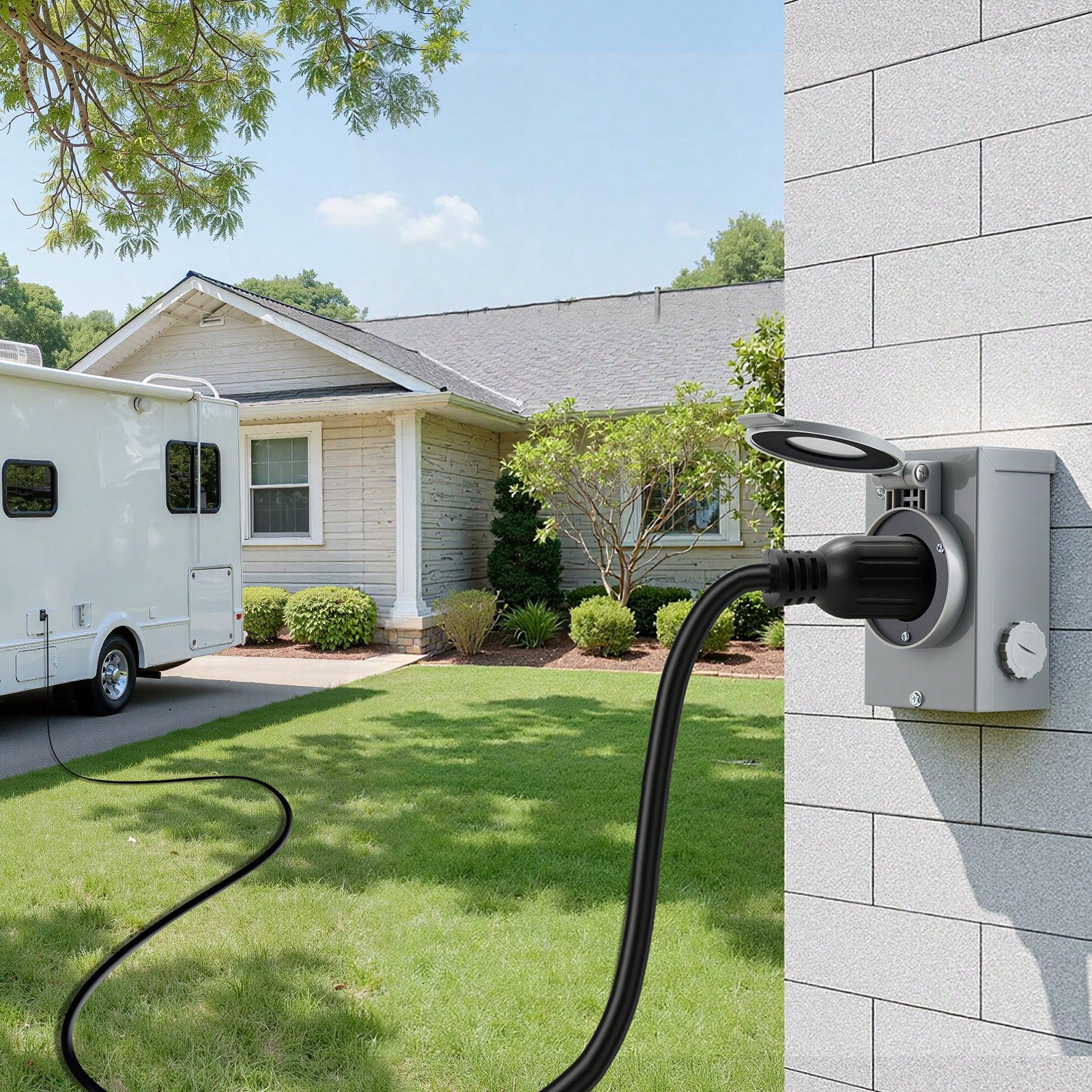 30 Amp Generator Cord And Power Inlet Box, 10 FT, 125/250V NEMA L14-30P To L14-30R Heavy Duty Extension Power Cord, SJTW 10 Gauge 7500W, Pre-Drilled Inlet Box, For Generator To House, ETL Listed
