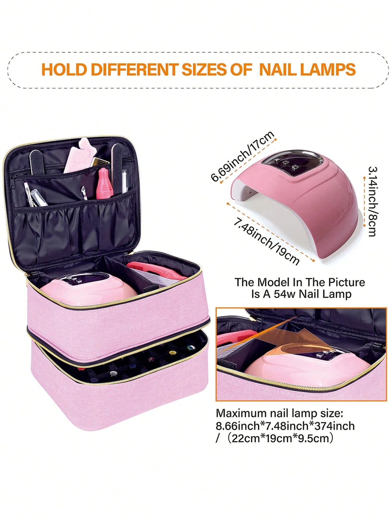 30-Bottle Nail Polish Storage Box- 15ml/0.5oz Capacity, With Tool Organizer Bag And Adjustable Dividers, Dual-Layer Design, Suitable For Nail Art Enthusiasts And Manicurists. Also Can Be Used As Cosm