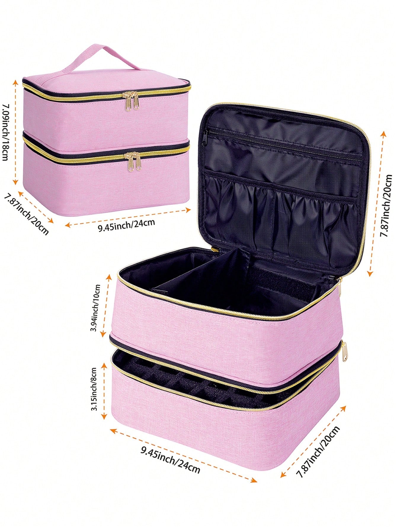 30-Bottle Nail Polish Storage Box- 15ml/0.5oz Capacity, With Tool Organizer Bag And Adjustable Dividers, Dual-Layer Design, Suitable For Nail Art Enthusiasts And Manicurists. Also Can Be Used As Cosm