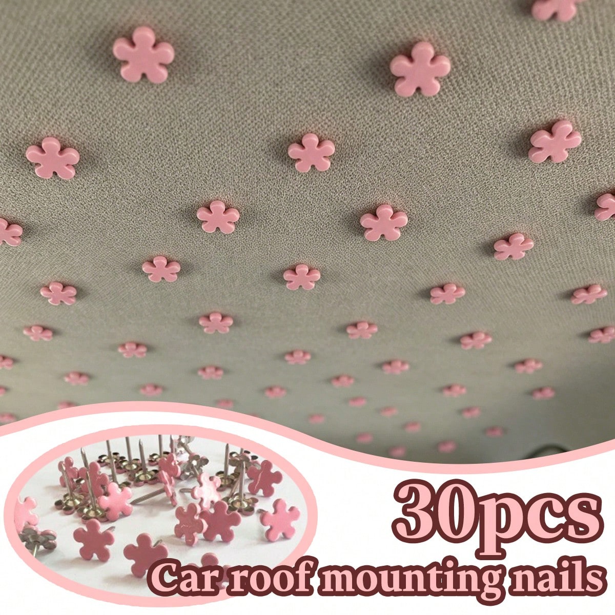 30 Pieces- Cute Little Flower-Shaped Car Roof Fabric Fixing Clips. Fashionable And Adorable. Universal For Installing Clasps On Car Roof Lining Fabrics. Car Interior Decoration Accessories. Car Parts