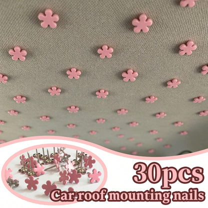 30 Pieces- Cute Little Flower-Shaped Car Roof Fabric Fixing Clips. Fashionable And Adorable. Universal For Installing Clasps On Car Roof Lining Fabrics. Car Interior Decoration Accessories. Car Parts