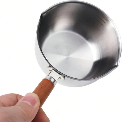 300ml Wooden-Handled Pot With Spoon, Suitable For Other Candle-Making Supplies, Household Items, And Wax Molding Materials For Jewelry Making