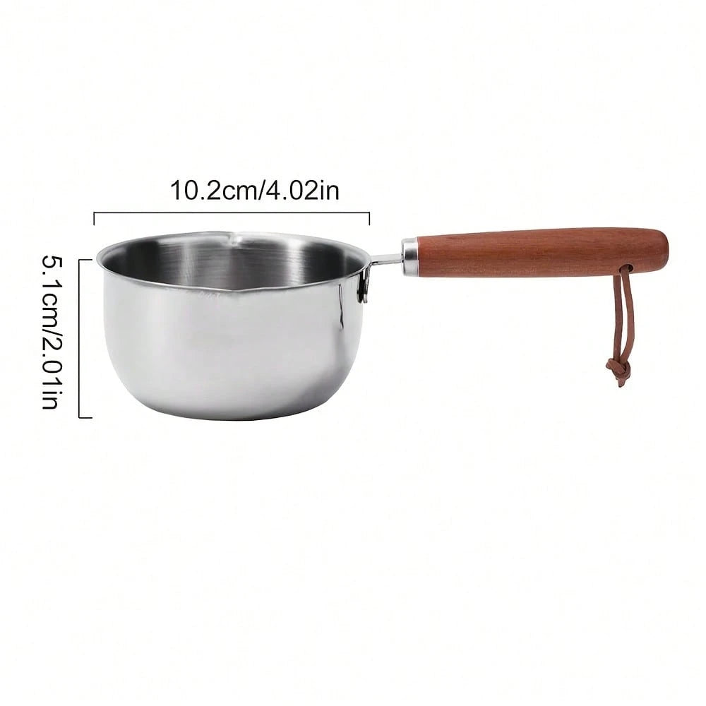 300ml Wooden-Handled Pot With Spoon, Suitable For Other Candle-Making Supplies, Household Items, And Wax Molding Materials For Jewelry Making