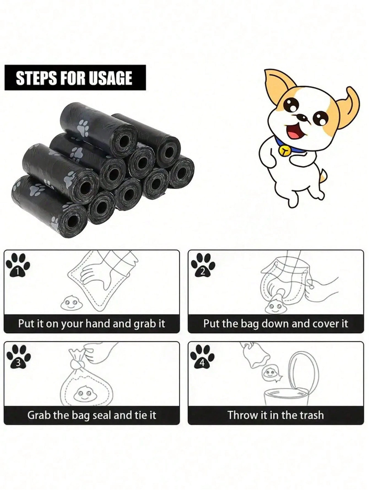 300pcs/20rolls Dog Poop Bags, Leak-Proof Pet Waste Bags, Suitable For Outdoor Walking (Multiple Sizes), Thick Leak-Proof Pet Waste Bags, Suitable For Outdoor Cleaning, Pet Essential Supplies