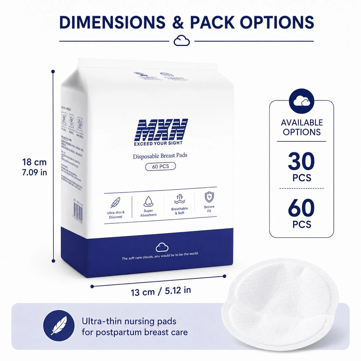 30pcs/60pcs 3D Disposable Nursing Pads, Ultra-Thin Breast Milk Leakage Pads For Mothers