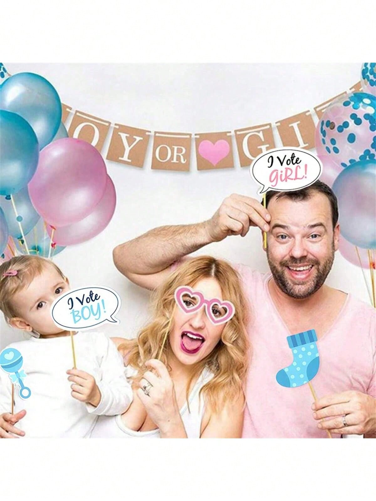30pcs Gender Reveal Photo Booth Props,Baby Shower Decor,Birthday Decorations,Gender Reveal Decorations